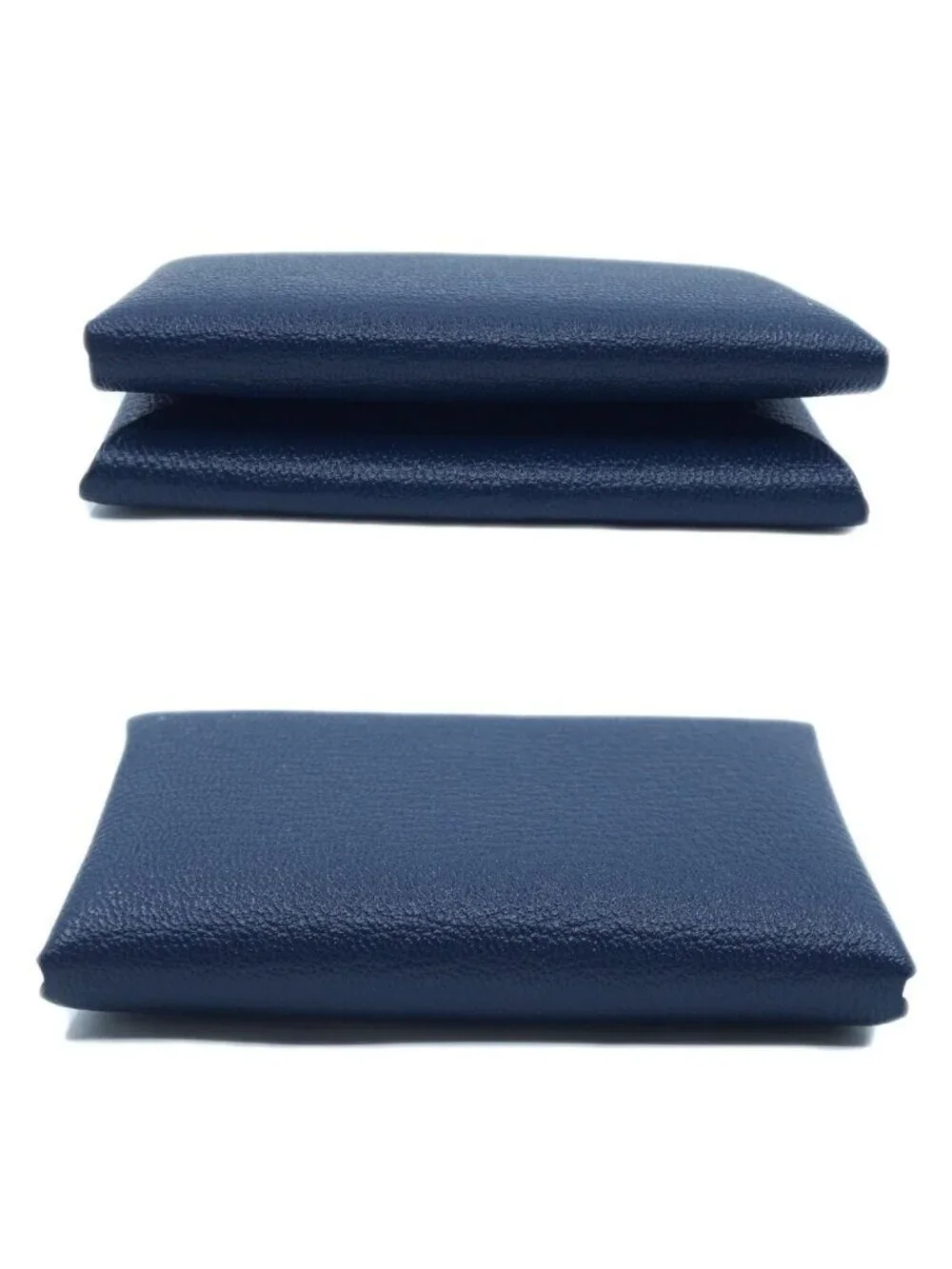 Hermes Calvi Duo Blue Navy Card Case Coin Box
